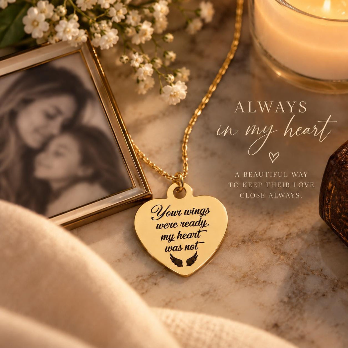 Memorial Necklace for Loss of Loved One, Your Wings Were Ready My Heart Was Not Necklace, Sympathy Gift, Remembrance Jewelry, Angel Wings