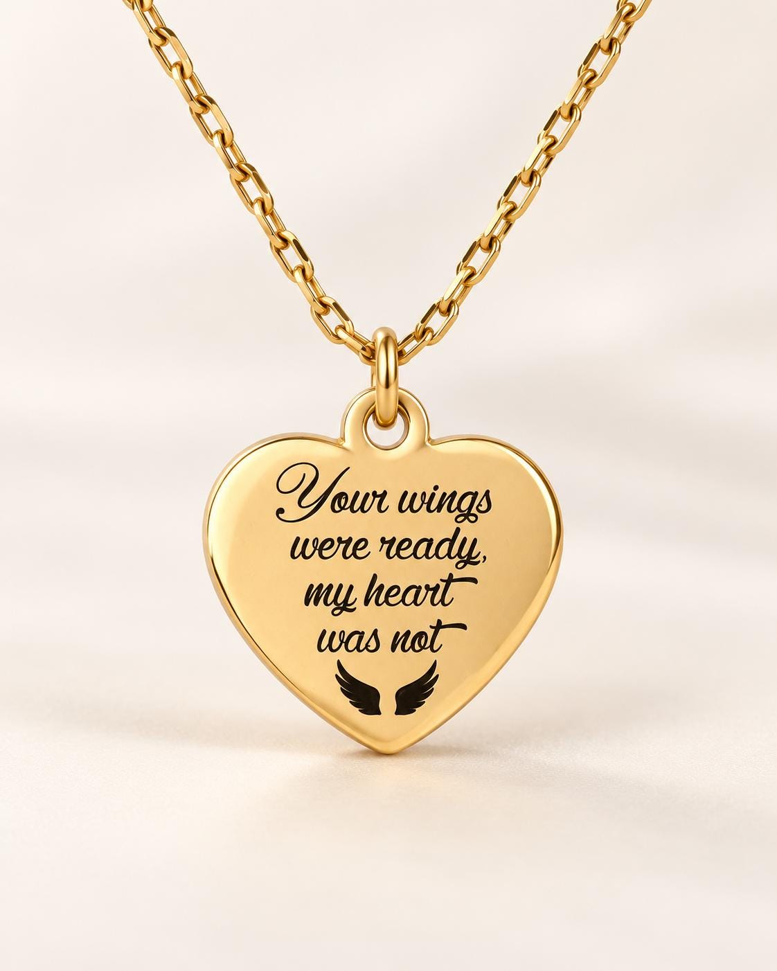 Memorial Necklace for Loss of Loved One, Your Wings Were Ready My Heart Was Not Necklace, Sympathy Gift, Remembrance Jewelry, Angel Wings