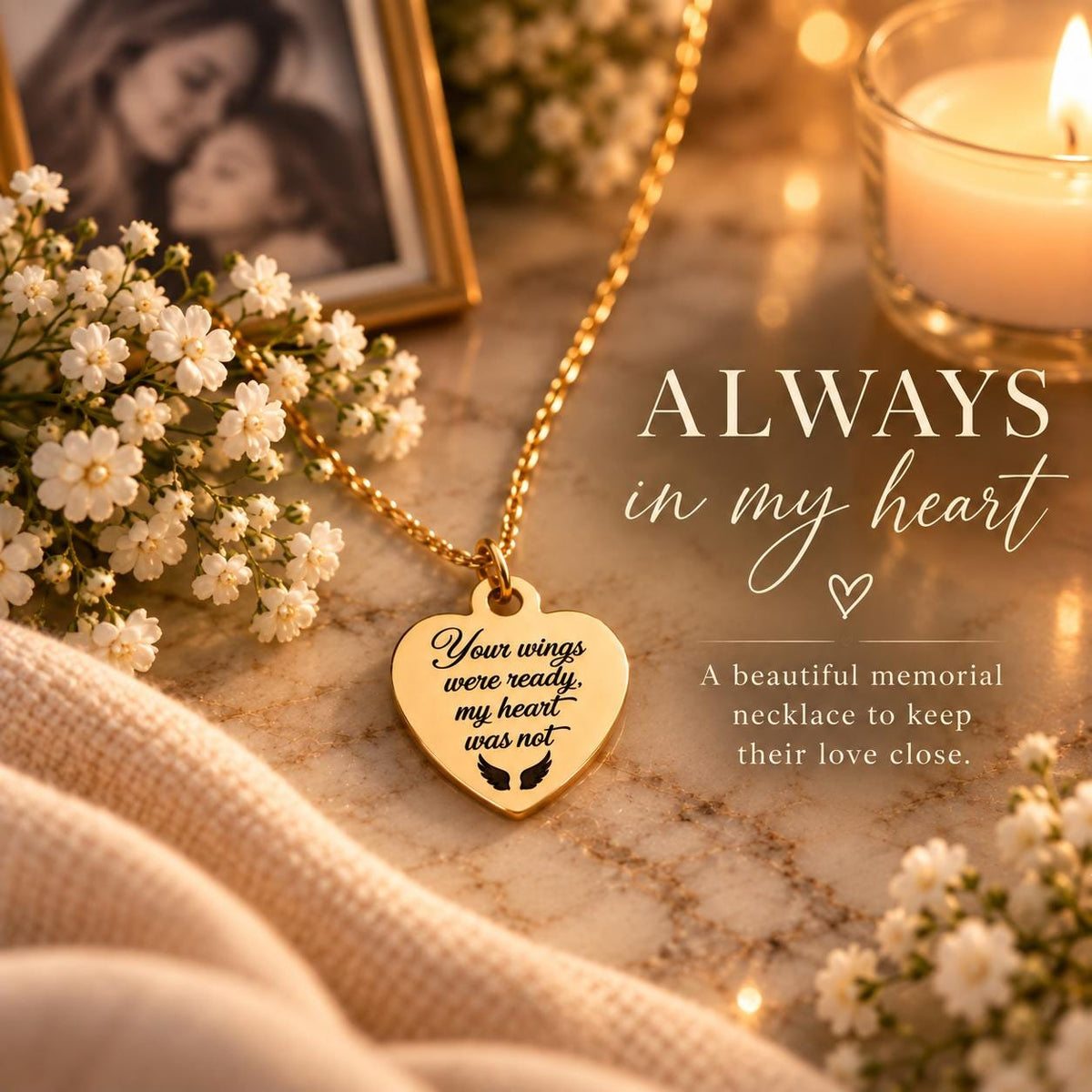Memorial Necklace for Loss of Loved One, Your Wings Were Ready My Heart Was Not Necklace, Sympathy Gift, Remembrance Jewelry, Angel Wings