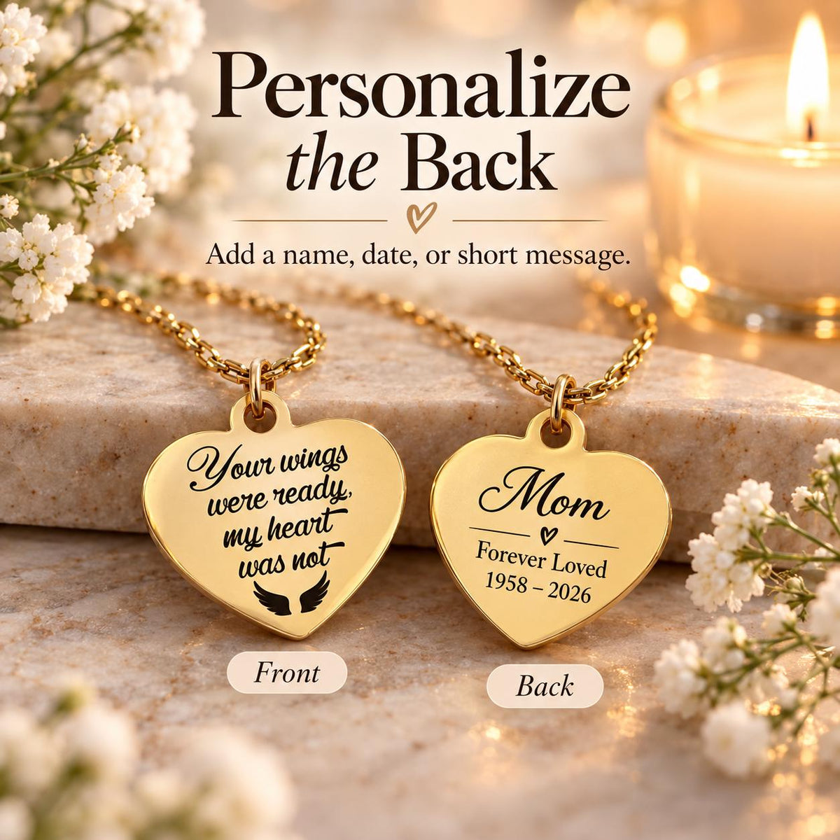 Memorial Necklace for Loss of Loved One, Your Wings Were Ready My Heart Was Not Necklace, Sympathy Gift, Remembrance Jewelry, Angel Wings