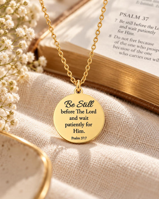 Be Still before The Lord Psalm 37:7 bible verse Necklace, Christian Gifts, Motivational Necklace, Scripture Charms, Christmas Gifts