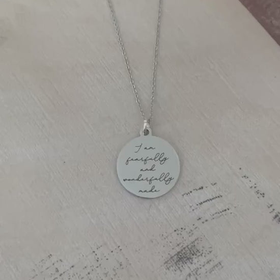 I am Fearfully and Wonderfully made Silver bible verse Necklace, Christian Gifts, Scripture Jewelry, gifts for Mom, Psalm 139:1
