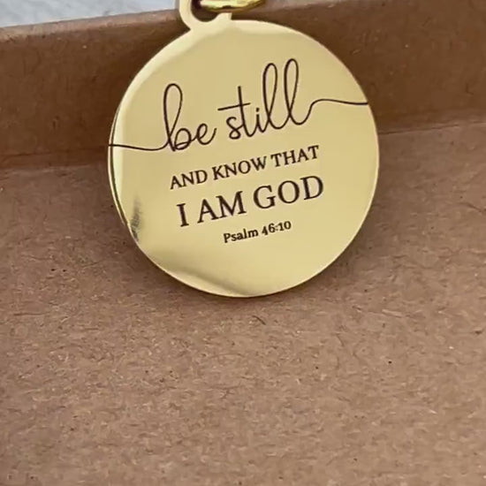 Be Still and Know I am God bible verse Necklace, Psalm 46:10, Christian Gifts, Scripture Motivational Jewelry, Personalized Custom Necklace