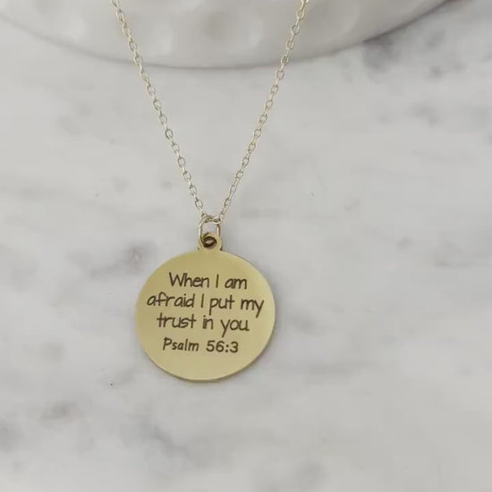 When I am afraid I put my trust in You Necklace, Christian Jewelry Gifts, Psalm 56:3, Faith Gift, Bible Verse Necklace, Scripture Charms