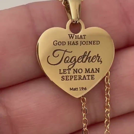 Custom Gold Heart Necklace, What God has joined together Matthew 19:6 Wedding Gift, Christian Minimalist Gifts