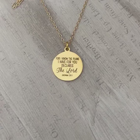 Gold Plated Jeremiah 29:11 Necklace, Christian Scripture Jewelry