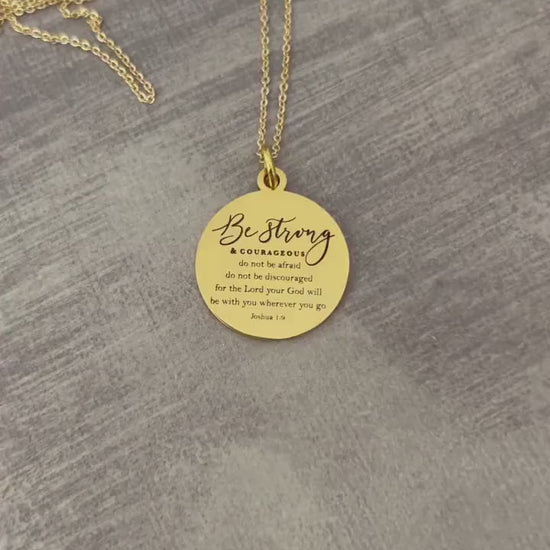 Joshua 1:9 Be Strong and Courageous Bible Verse Necklace, Christian Gifts, Motivational Necklace, Personalized Necklace,Baptism, Affirmation