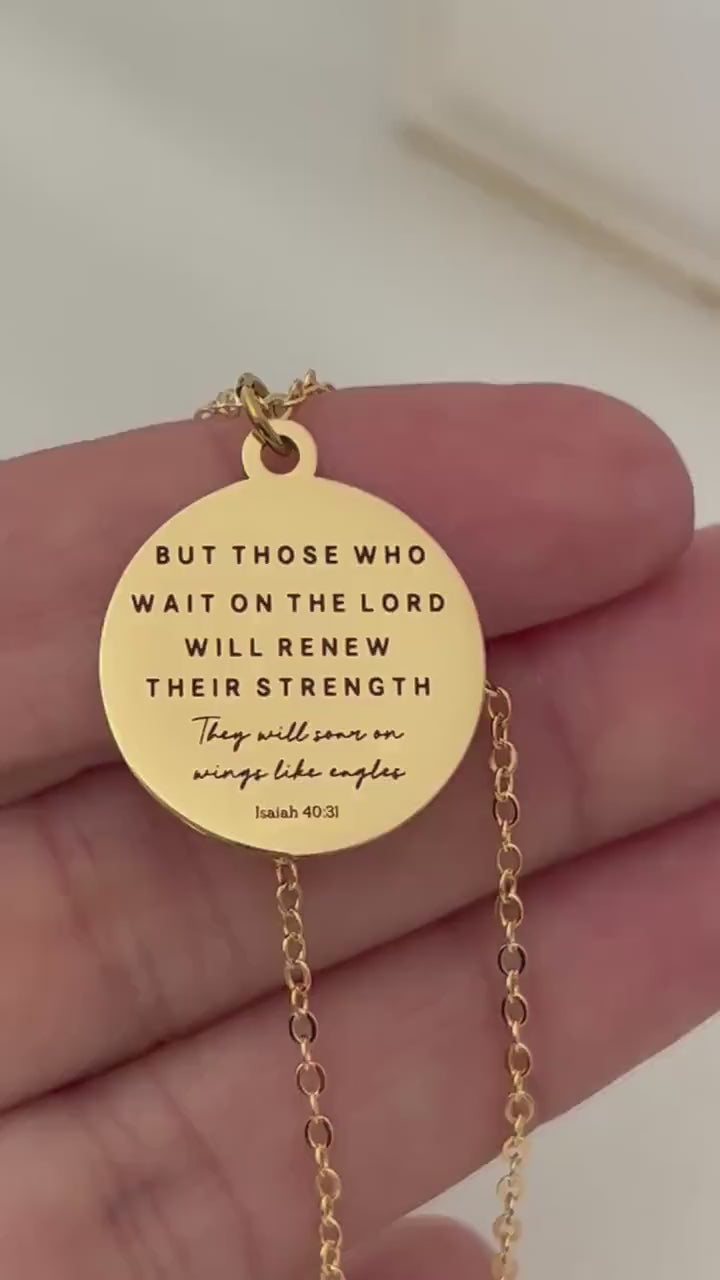 Isaiah 40:31 Necklace | Christian Gift for Women | “Those Who Wait on the Lord” Bible Verse Necklace | Faith Jewelry | Encouragement Gift