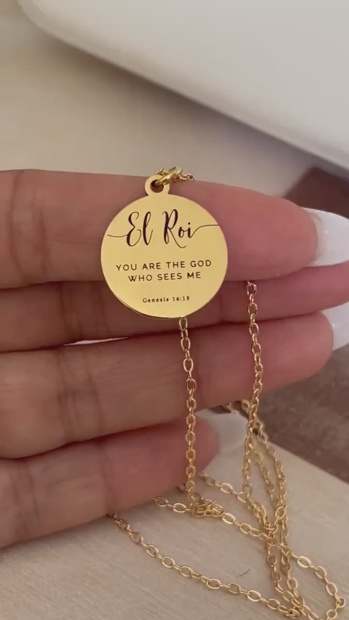 El Roi Necklace Gold, The God Who Sees Me Necklace, Christian Jewelry Gift for Women, Faith Necklace, Bible Verse Jewelry, Mother’s Day Gift