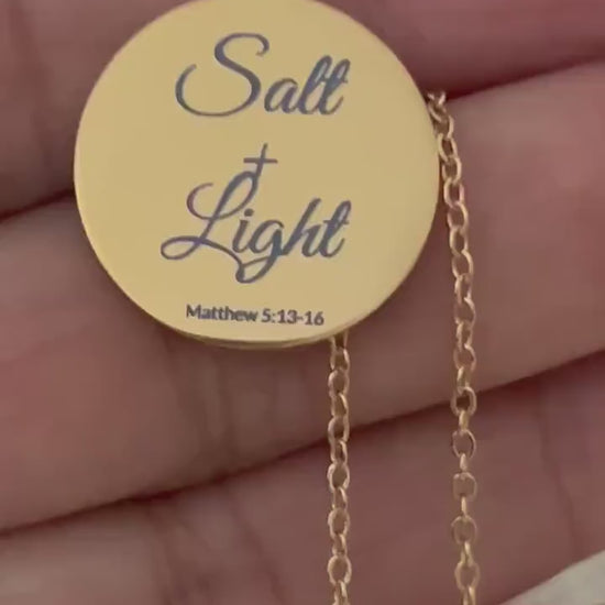 Personalized 14K Gold Plated Necklace: Salt & Light Christian Jewelry Womens Conference and Retreat Gifts