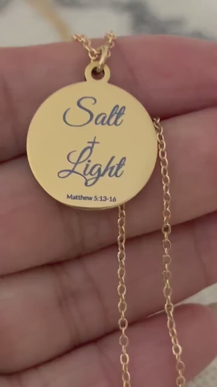 Personalized 14K Gold Plated Necklace: Salt & Light Christian Jewelry Womens Conference and Retreat Gifts