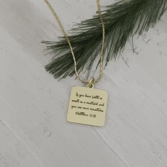 Mustard Seed Necklace Jewelry, Faith As Small As A Mustard Seed Can Move Mountains, Christian Gifts Jewelry, 18K Gold Plated, Mathew 17:20,