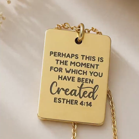 Esther 4:14 Necklace | “Perhaps This Is the Moment…” Bible Verse Necklace | Christian Gift for Women | Inspirational Scripture Jewelry | Gif