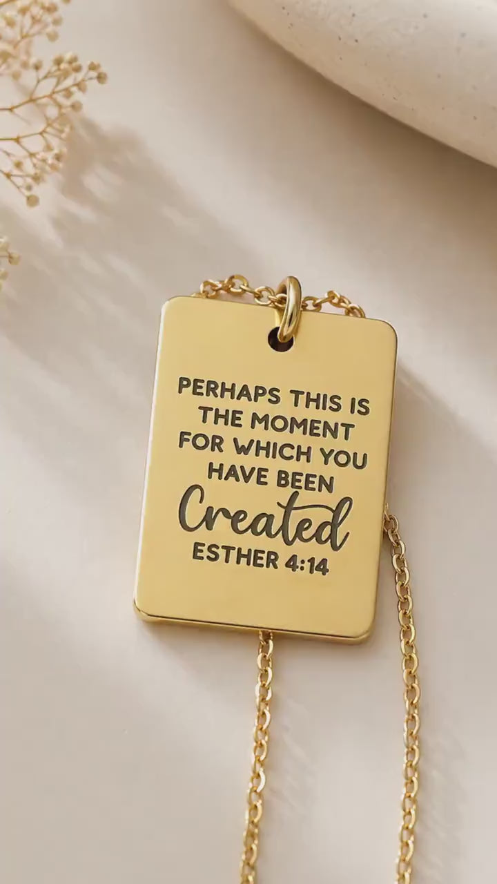 Esther 4:14 Necklace | “Perhaps This Is the Moment…” Bible Verse Necklace | Christian Gift for Women | Inspirational Scripture Jewelry | Gif