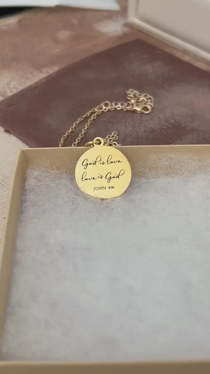 God is Love Love is God Bible Verse Necklace, John 4:16, Christian Women Gifts, Faith Jewelry, Scripture Necklace, Baptism, Birthday Gift