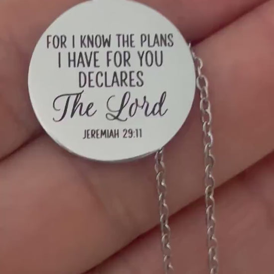 For I Know the Plans I Have For You Bible Verse Necklace Jeremiah 29:11, Christian Gifts, Scripture Jewelry, Motivational Gifts, baptism