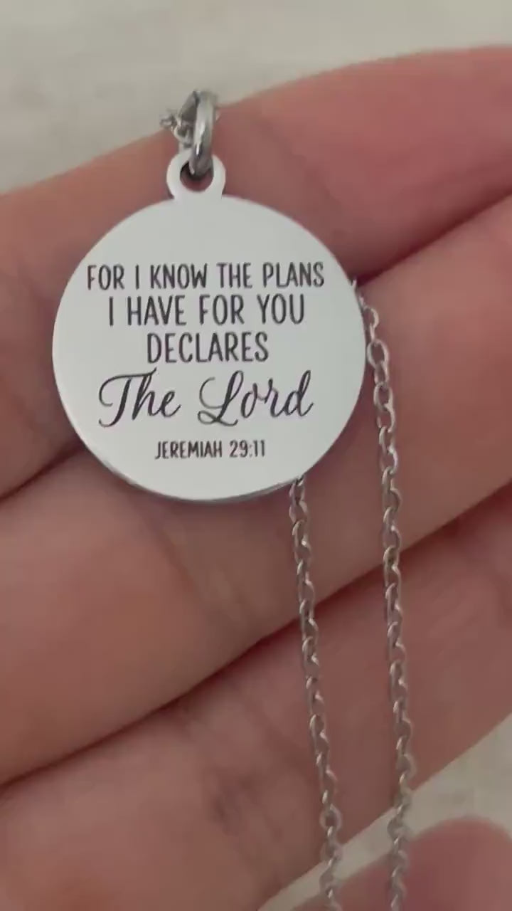 For I Know the Plans I Have For You Bible Verse Necklace Jeremiah 29:11, Christian Gifts, Scripture Jewelry, Motivational Gifts, baptism