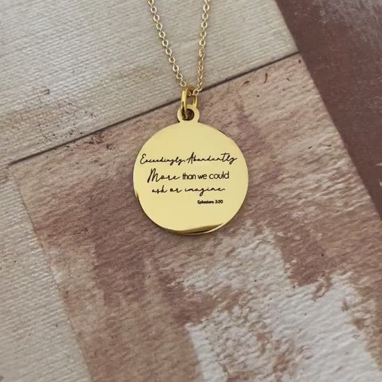 Ephesians 3:20 Necklace, Christian Necklace for Women, Faith Jewelry, Bible Verse Necklace, Scripture Gift, Gold or Silver Pendant