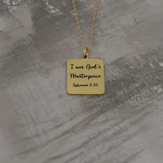 I Am God’s Masterpiece | Ephesians 2:10 Necklace | Christian Necklace for Women | Bible Verse Jewelry | Faith Gift | Inspirational Necklace