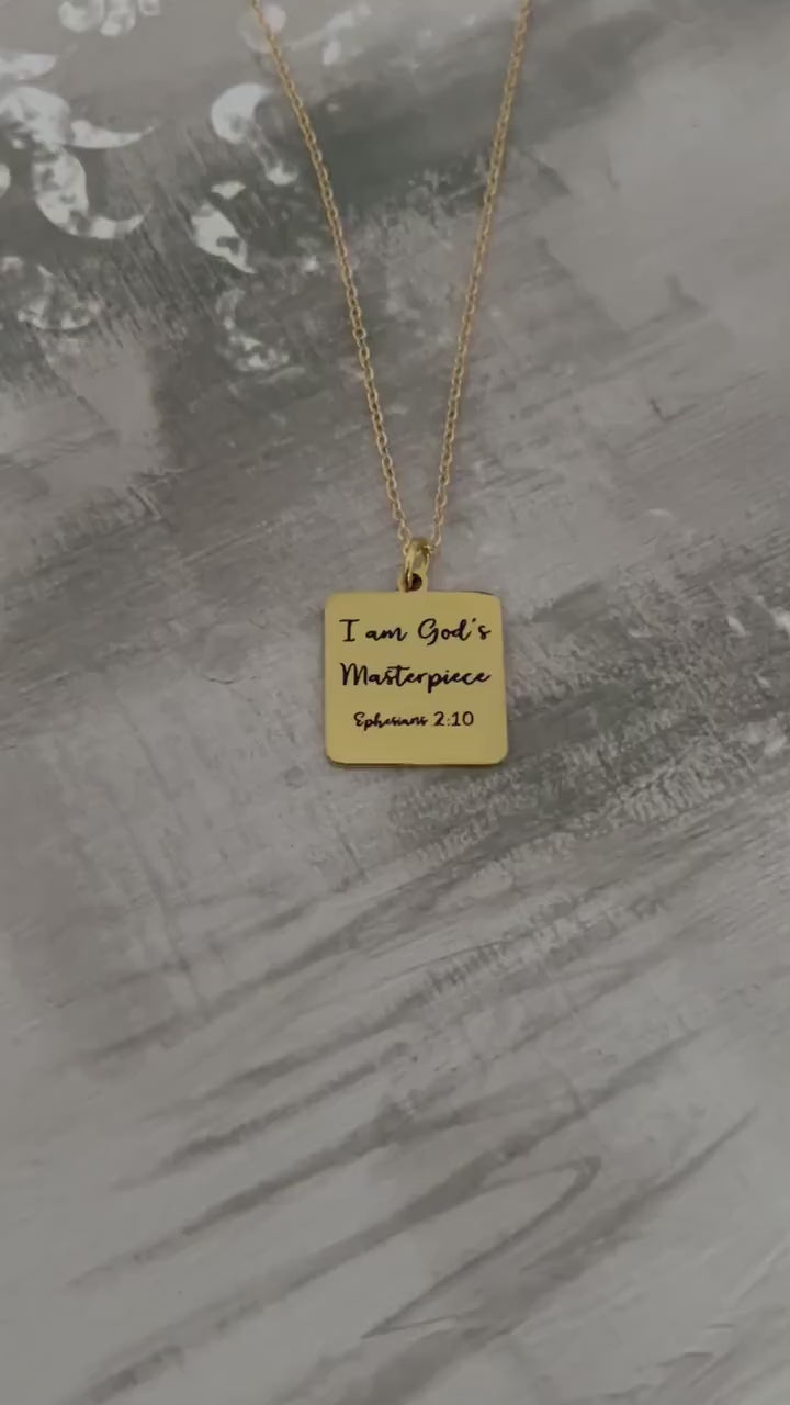 I Am God’s Masterpiece | Ephesians 2:10 Necklace | Christian Necklace for Women | Bible Verse Jewelry | Faith Gift | Inspirational Necklace