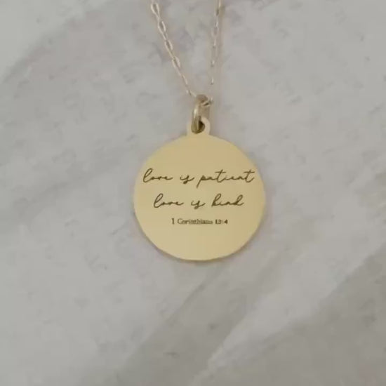 Love Is Patient Love Is Kind Necklace, 1 Corinthians 13:4 Jewelry, Christian Love Necklace, Bible Verse Gift for Her, Wedding Gift