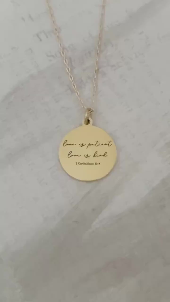 Love Is Patient Love Is Kind Necklace, 1 Corinthians 13:4 Jewelry, Christian Love Necklace, Bible Verse Gift for Her, Wedding Gift