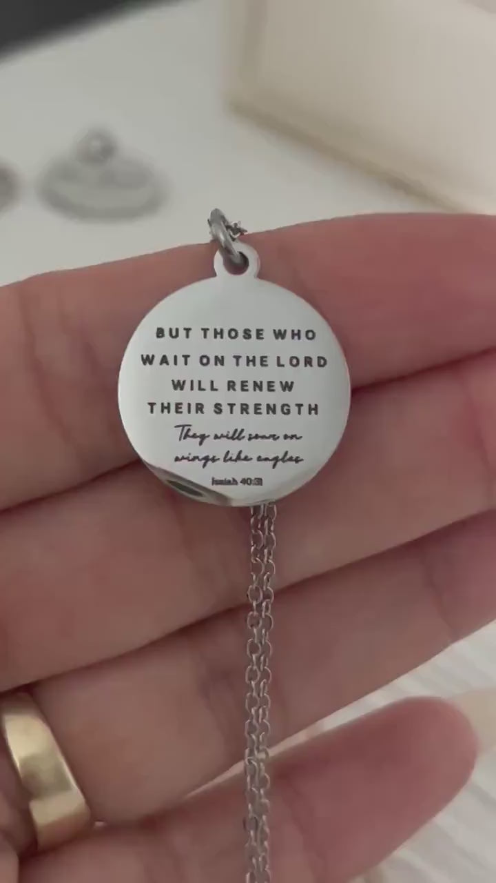 Isaiah 40:31 Bible Verse Necklace, Christian Scripture Jewelry