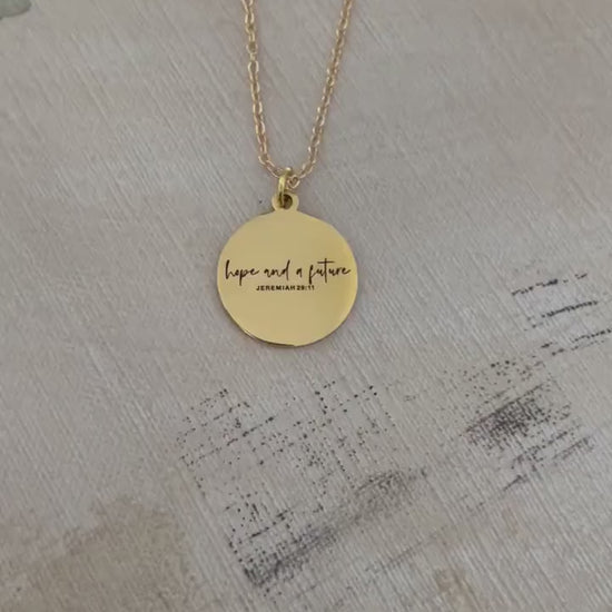 Hope and a Future Custom Bible Verse Necklace, Jeremiah 29:11, Christian Gifts, Scripture Jewelry, Motivational Gift, Hope Necklace, Baptism