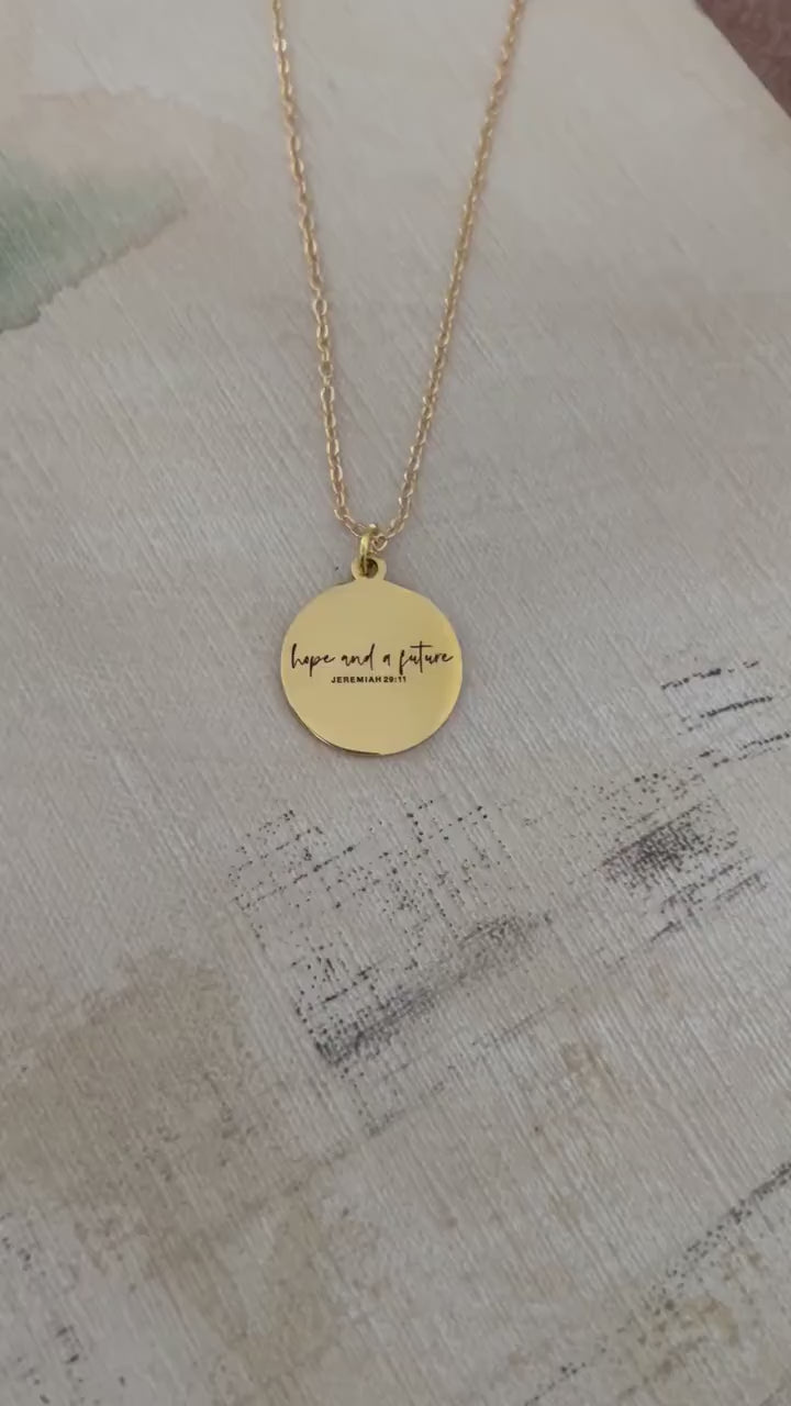 Hope and a Future Custom Bible Verse Necklace, Jeremiah 29:11, Christian Gifts, Scripture Jewelry, Motivational Gift, Hope Necklace, Baptism