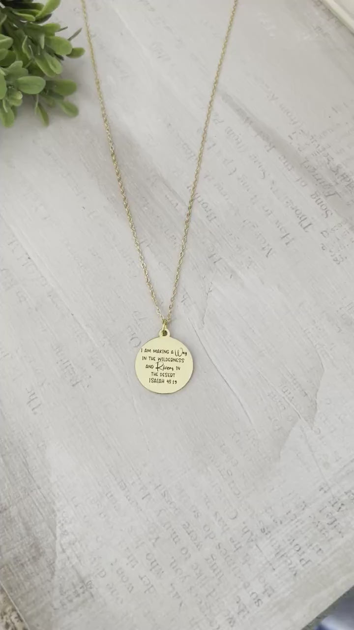 Isaiah 43:19 Necklace, Christian Jewelry, Bible Verse Necklace, God Makes a Way Pendant, Faith Necklace, Inspirational Christian Gift