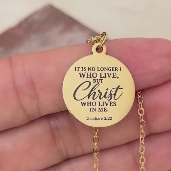 Galatians 2:20 Necklace, Christian Scripture Necklace, Christ Lives in Me Pendant, Personalized Bible Verse Jewelry, Christian Gift for Her