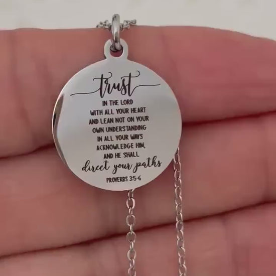 Trust in the Lord Necklace Proverbs 3:5-6 | Christian Gift for Women | Bible Verse Jewelry | Faith Necklace Gold | Inspirational Gift