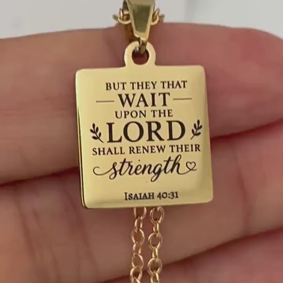 Isaiah 40:31 Necklace | But Those Who Wait on the Lord Shall Renew Their Strength | Christian Bible Verse Necklace | Faith Gift for Her