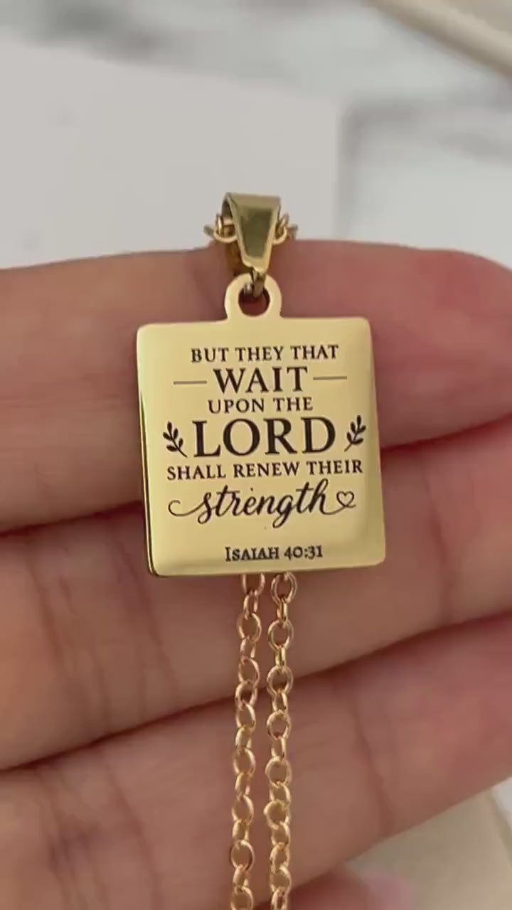 Isaiah 40:31 Necklace | But Those Who Wait on the Lord Shall Renew Their Strength | Christian Bible Verse Necklace | Faith Gift for Her