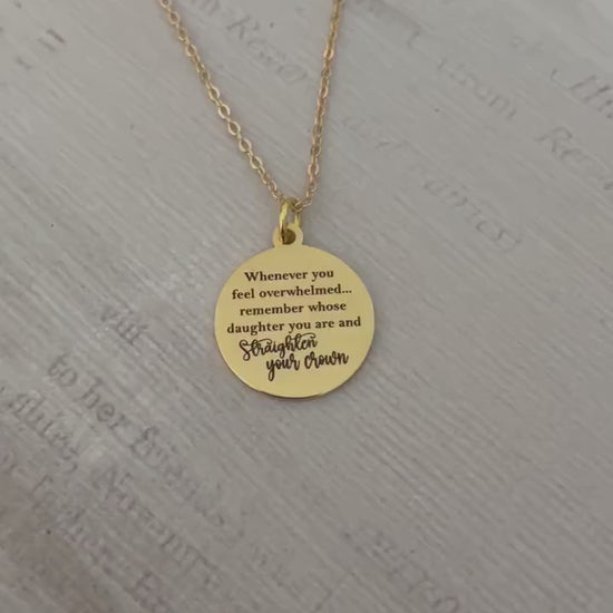 Remember Whose Daughter You Are Necklace, Straighten Your Crown Jewelry, Graduation Gift, Faith Necklace for Women, Christian Gift for Her