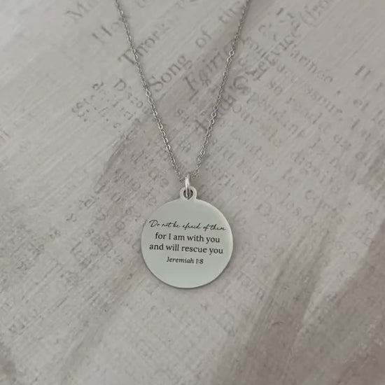 Do not be afraid for I am with you Bible Verse Gold Necklace, Jeremiah 1:8, Christian Jewelry Gifts, Scripture Personalize engraved Necklace