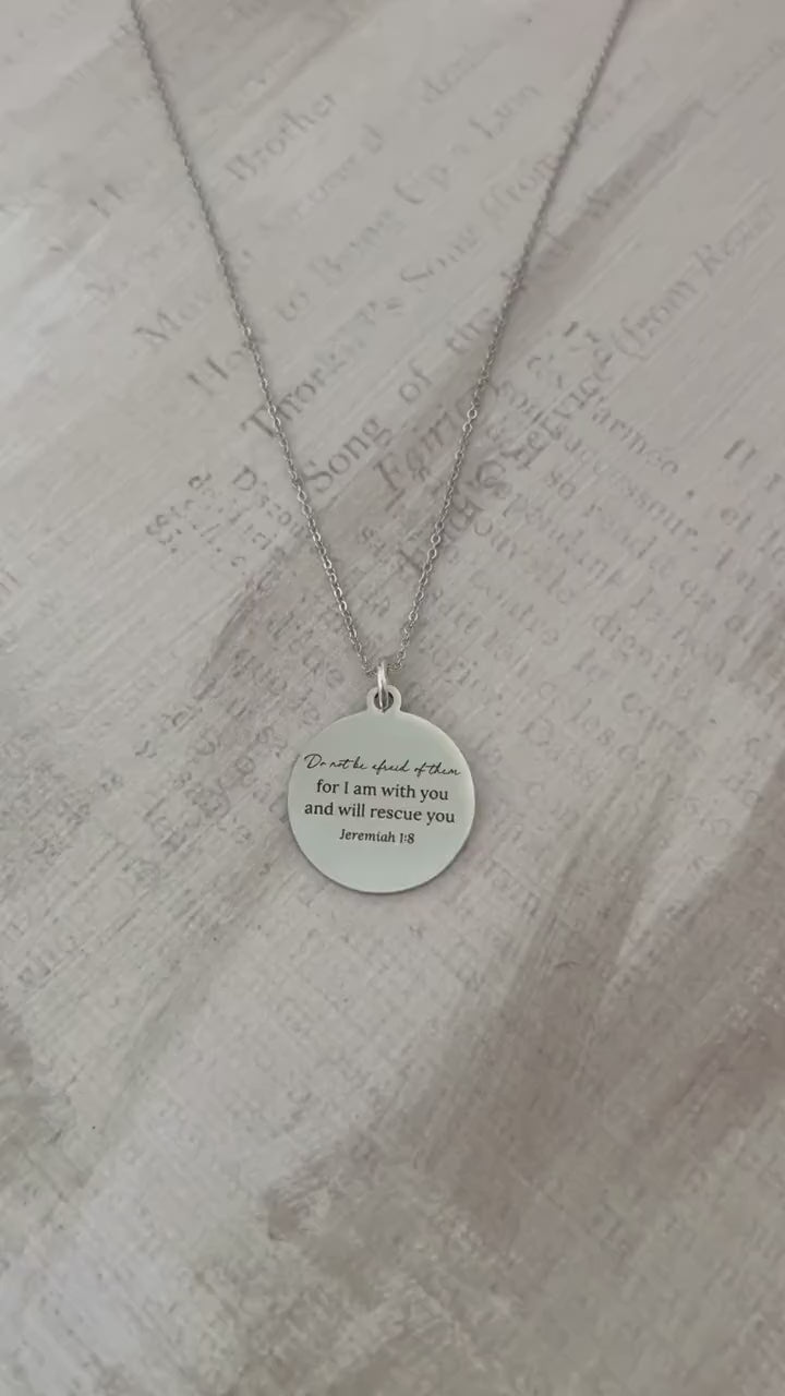 Do not be afraid for I am with you Bible Verse Gold Necklace, Jeremiah 1:8, Christian Jewelry Gifts, Scripture Personalize engraved Necklace