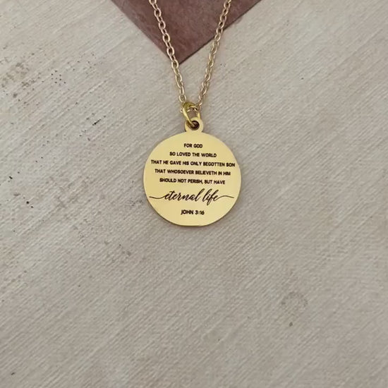 Bible Verse Necklace John 3:16, For God so loved the World, Christian Gifts Jewelry, Personalized Jewelry, Unique birthday gift, Baptism