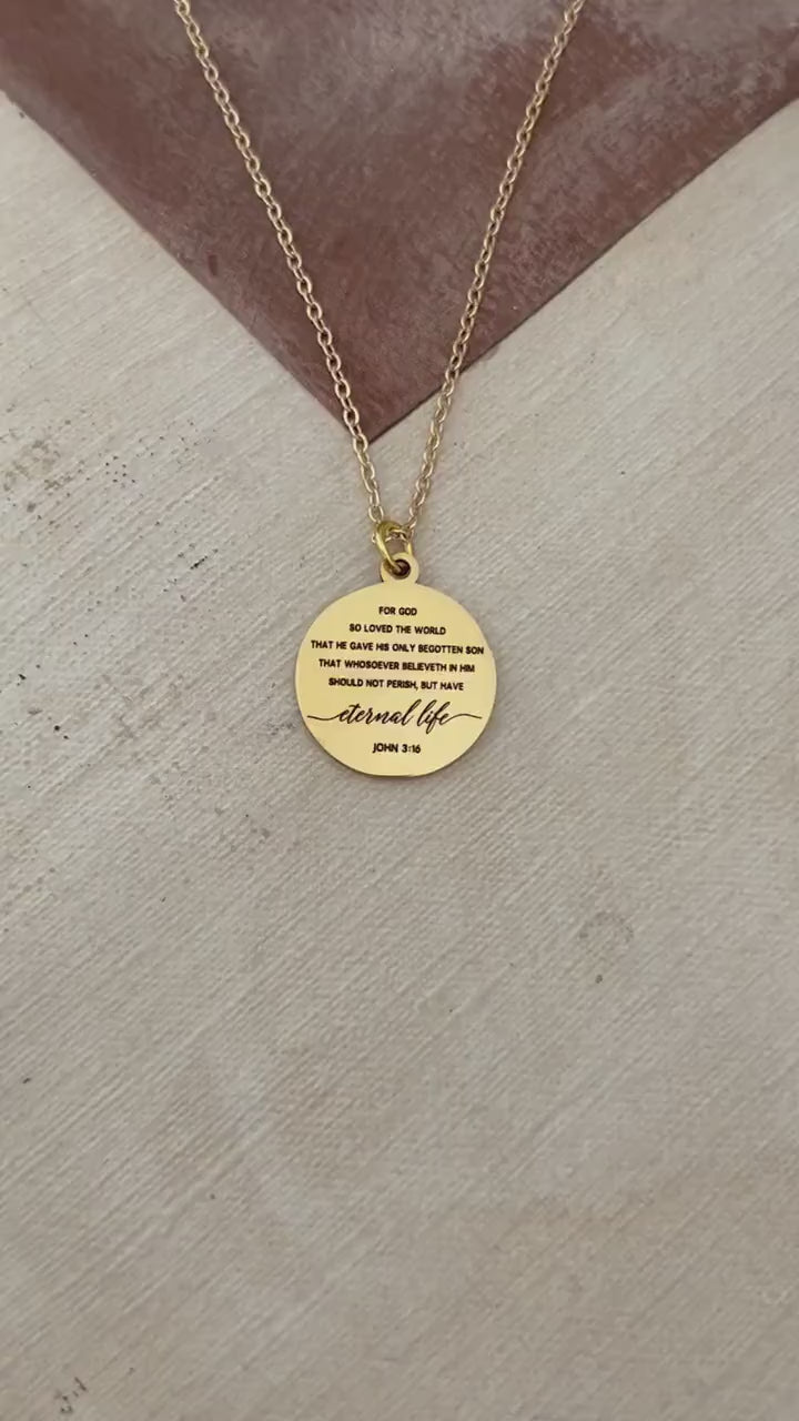 Bible Verse Necklace John 3:16, For God so loved the World, Christian Gifts Jewelry, Personalized Jewelry, Unique birthday gift, Baptism