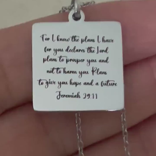 I know the plans Jeremiah 29:11 Personalized Engraved Necklace Christian Gifts Hope and a Future