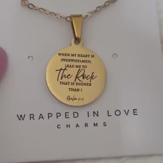 Psalm 61:2 Necklace, When My Heart Is Overwhelmed Necklace, Christian Gift for Her, Faith Jewelry, Inspirational Bible Verse Necklace