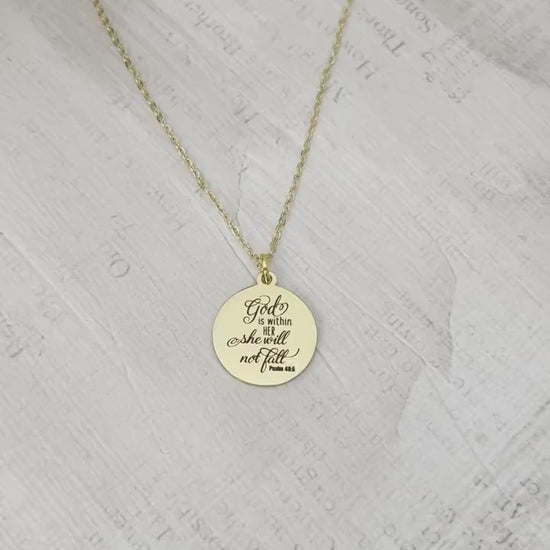 God Is Within Her She Will Not Fall Necklace Psalm 46:5 Christian Gift for Women Faith Necklace Bible Verse Jewelry Graduation Gift for her