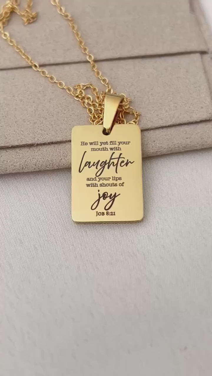 Joy Is Coming” Job 8:21 Necklace | Christian Faith Necklace for Women | Bible Verse Jewelry