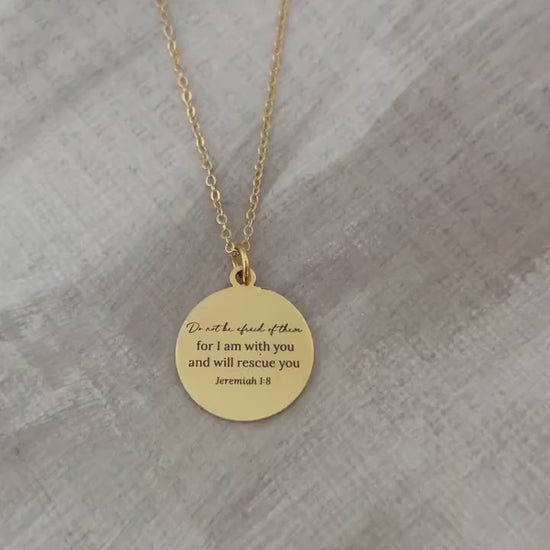 Jeremiah 1:8 Necklace, Christian Scripture Necklace, Do Not Be Afraid Jewelry, Faith Necklace Women, Encouragement Gift, Bible Verse Gift