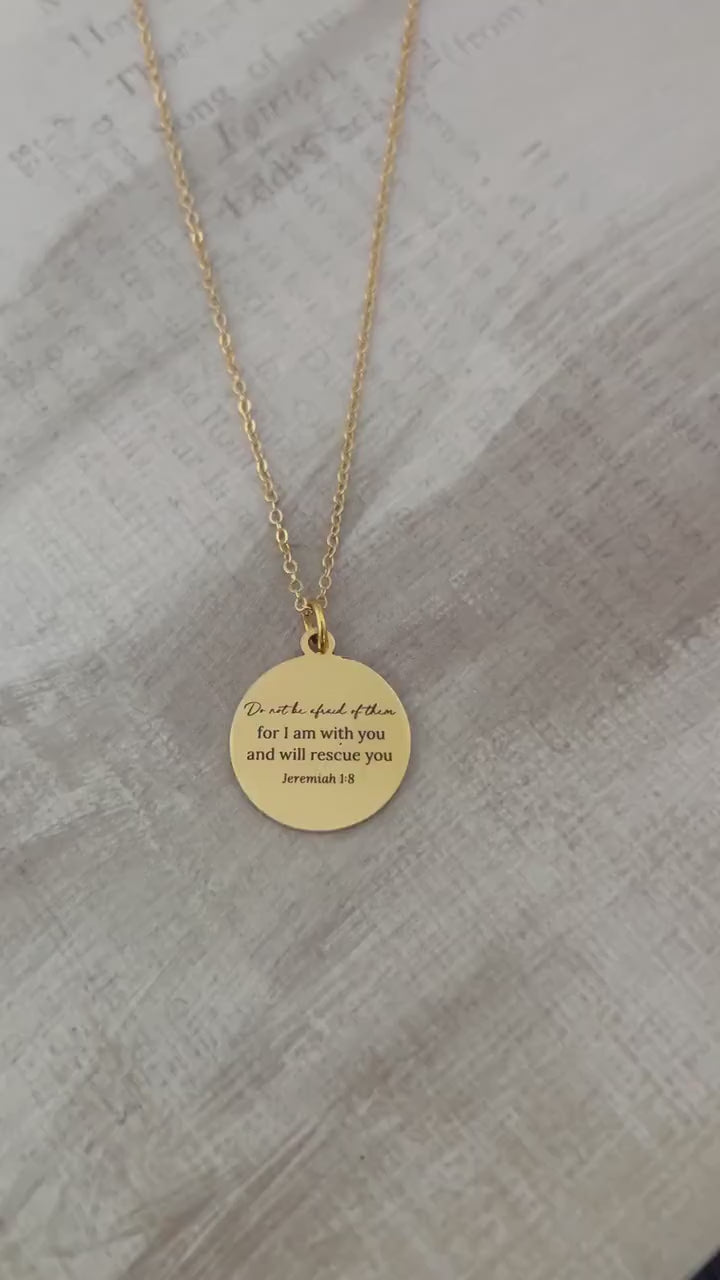 Jeremiah 1:8 Necklace, Christian Scripture Necklace, Do Not Be Afraid Jewelry, Faith Necklace Women, Encouragement Gift, Bible Verse Gift