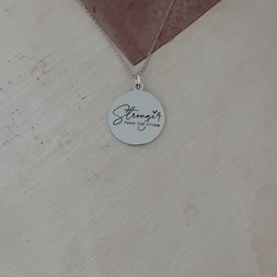 Stronger Than The Storm Necklace: Engraved Christian Gift