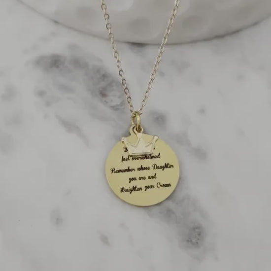 To My Daughter Straighten Your Crown Gold Charm Necklace, Inspirational Motivational Gift, Daughter of The King Necklace, gift for daughter