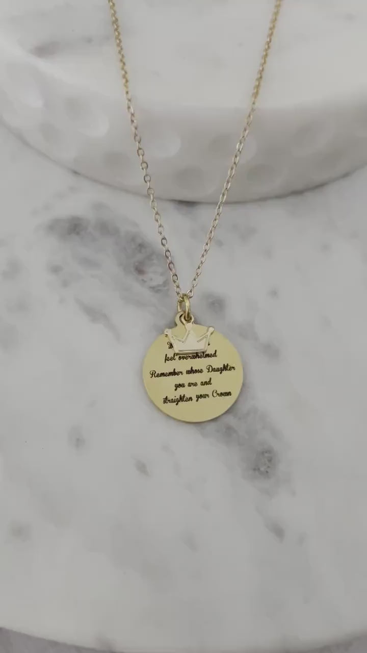 To My Daughter Straighten Your Crown Gold Charm Necklace, Inspirational Motivational Gift, Daughter of The King Necklace, gift for daughter