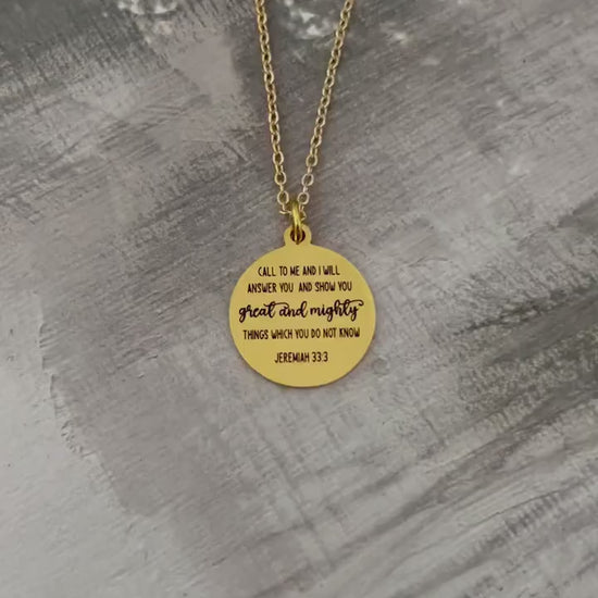 Call to me and I will Answer You Jeremiah 33:3 Necklace Christian Gifts Scripture Pendant Motivational Necklace Women's Retreat Gifts