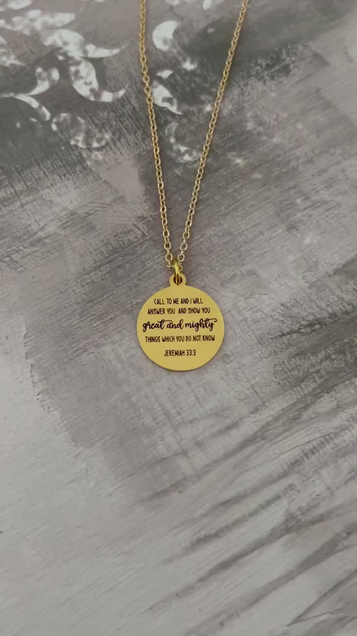 Call to me and I will Answer You Jeremiah 33:3 Necklace Christian Gifts Scripture Pendant Motivational Necklace Women's Retreat Gifts
